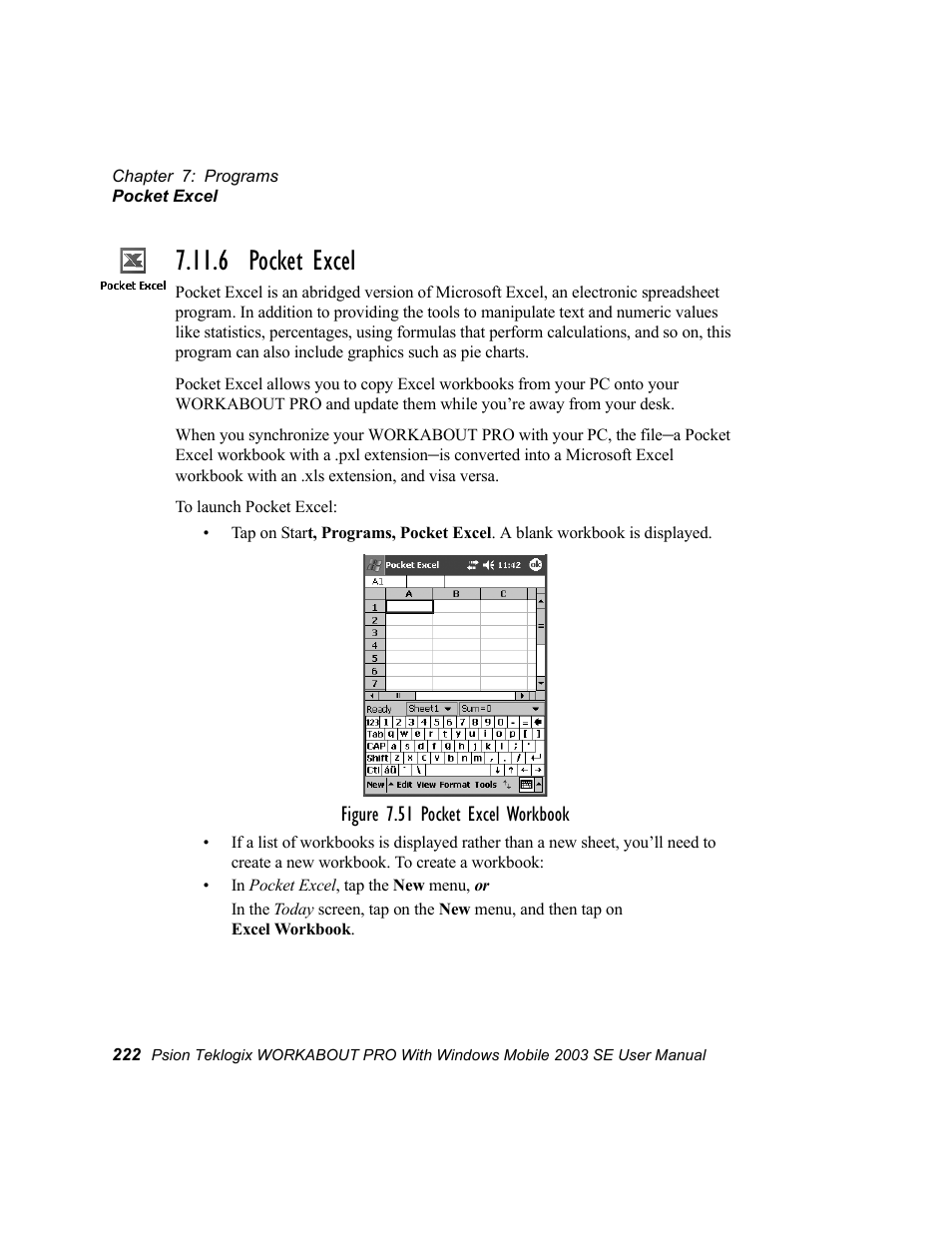 6 pocket excel | Psion Teklogix Schnellstart- Anleitung 7525 User Manual | Page 252 / 364
