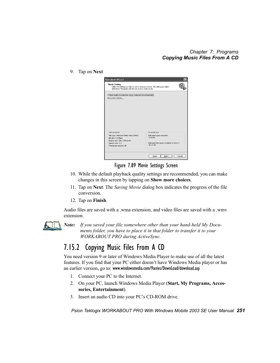 2 copying music files from a cd | Psion Teklogix Schnellstart- Anleitung 7525 User Manual | Page 281 / 364