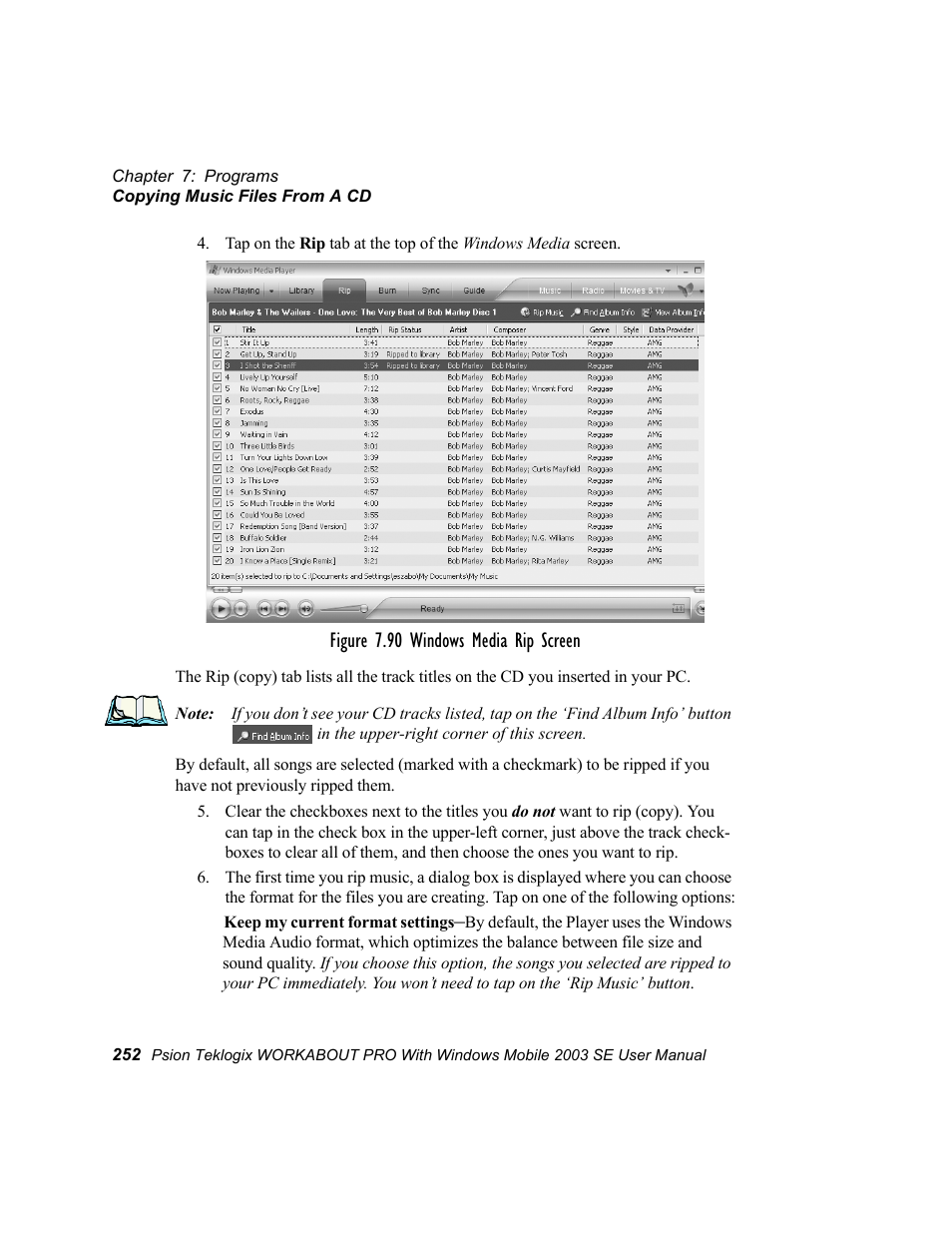 Figure 7.90 windows media rip screen | Psion Teklogix Schnellstart- Anleitung 7525 User Manual | Page 282 / 364