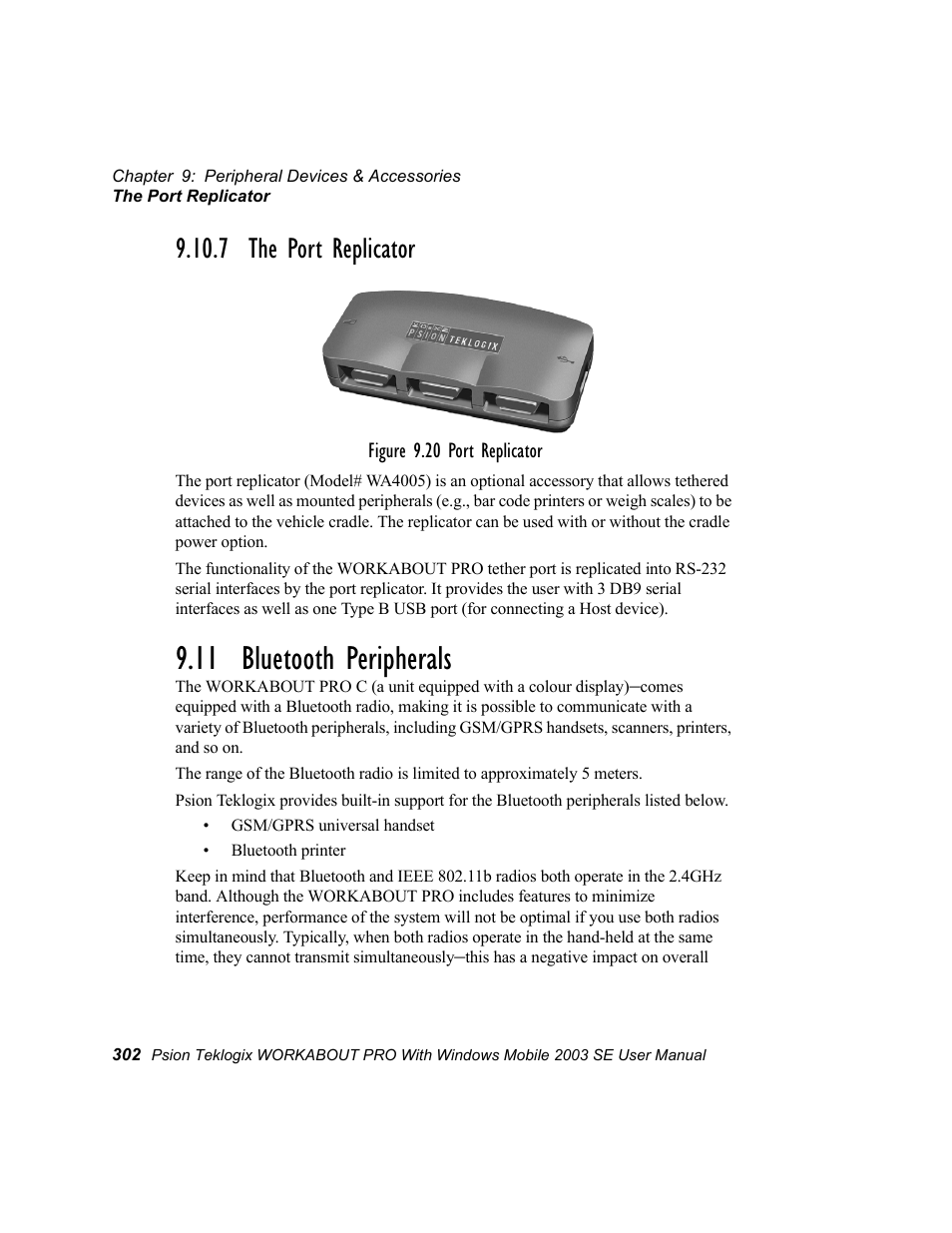 7 the port replicator, 11 bluetooth peripherals | Psion Teklogix Schnellstart- Anleitung 7525 User Manual | Page 332 / 364