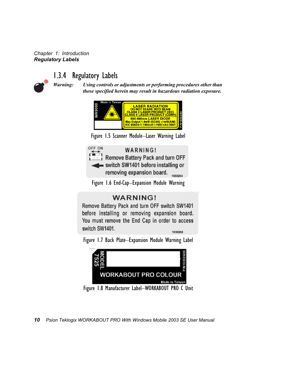 4 regulatory labels | Psion Teklogix Schnellstart- Anleitung 7525 User Manual | Page 40 / 364