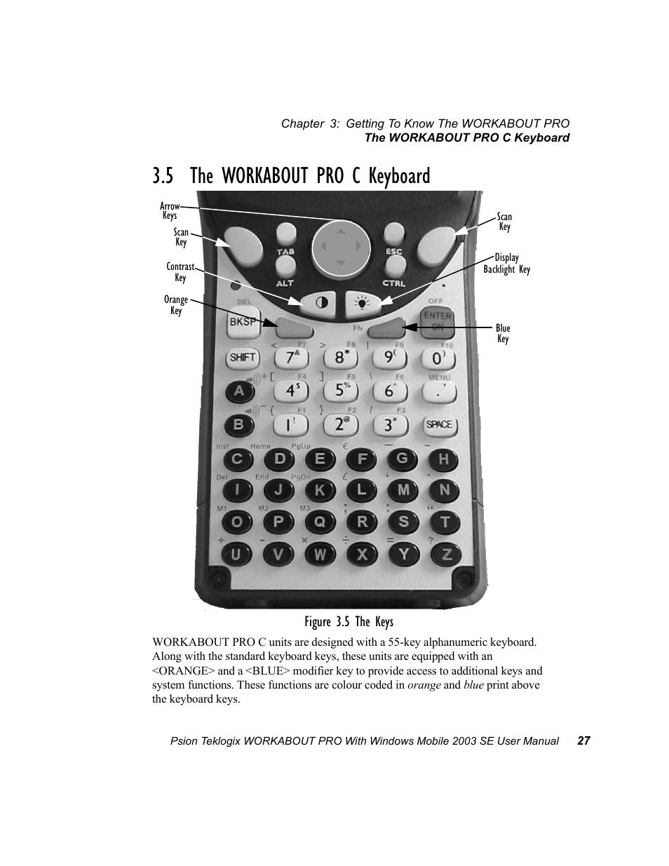 5 the workabout pro c keyboard | Psion Teklogix Schnellstart- Anleitung 7525 User Manual | Page 57 / 364