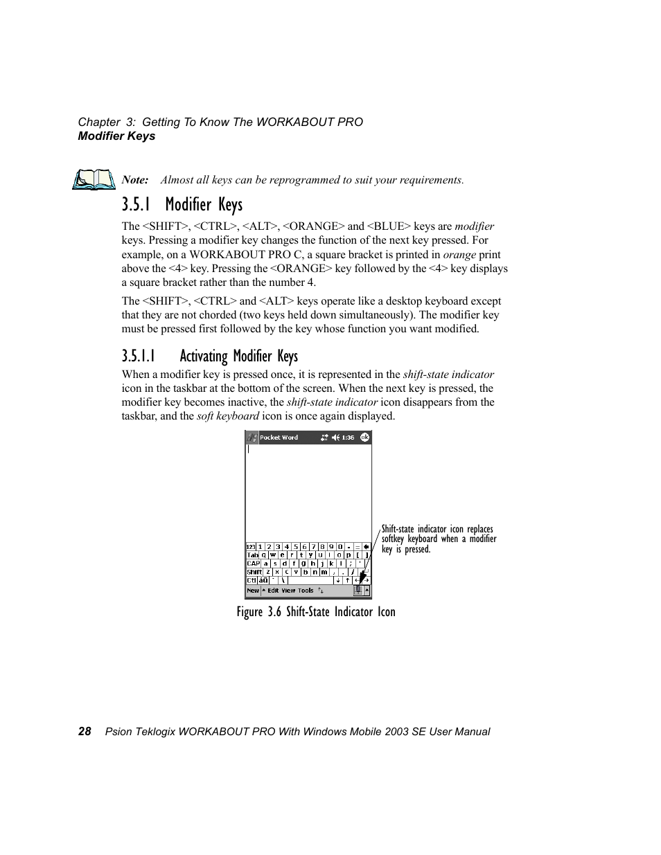 1 modifier keys, 1 activating modifier keys | Psion Teklogix Schnellstart- Anleitung 7525 User Manual | Page 58 / 364