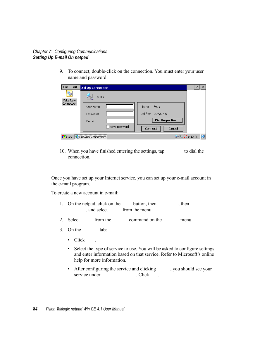 5 setting up the e-mail program | Psion Teklogix netpad Win CE 4.1 User Manual | Page 104 / 132