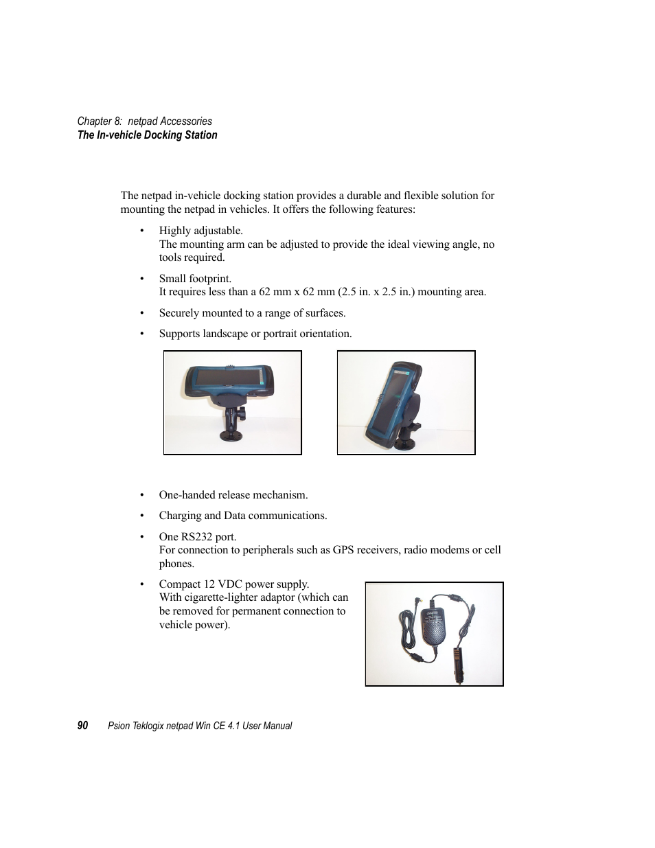 3 the in-vehicle docking station, The in-vehicle docking station | Psion Teklogix netpad Win CE 4.1 User Manual | Page 110 / 132