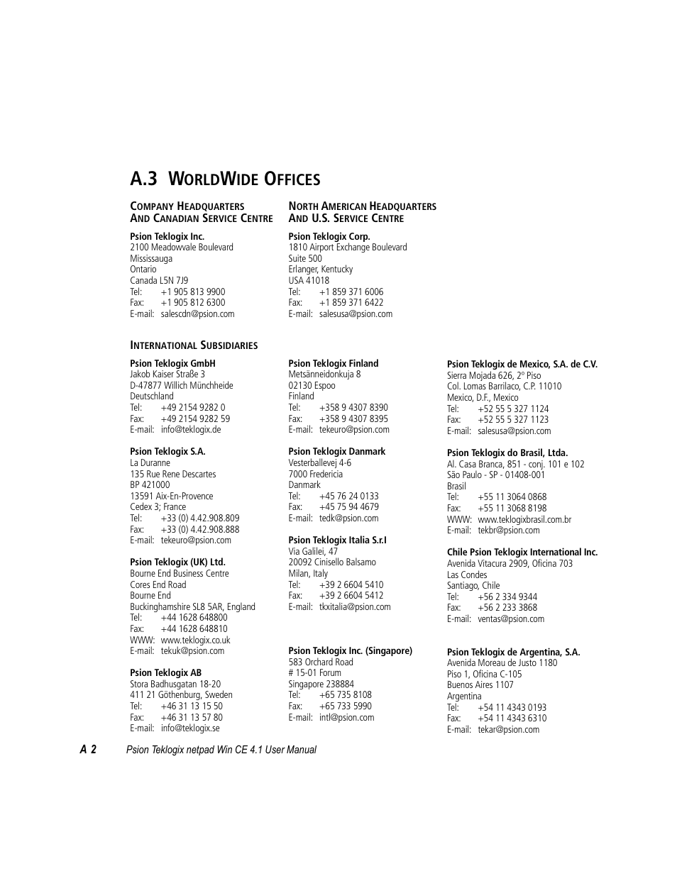 A.3 w, Orld, Ffices | Psion Teklogix netpad Win CE 4.1 User Manual | Page 126 / 132