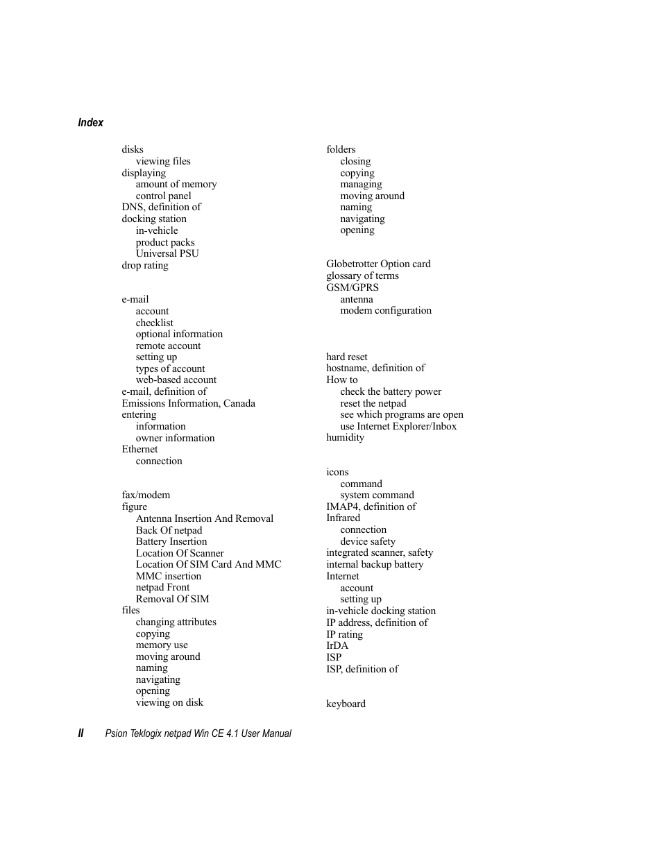 Psion Teklogix netpad Win CE 4.1 User Manual | Page 130 / 132