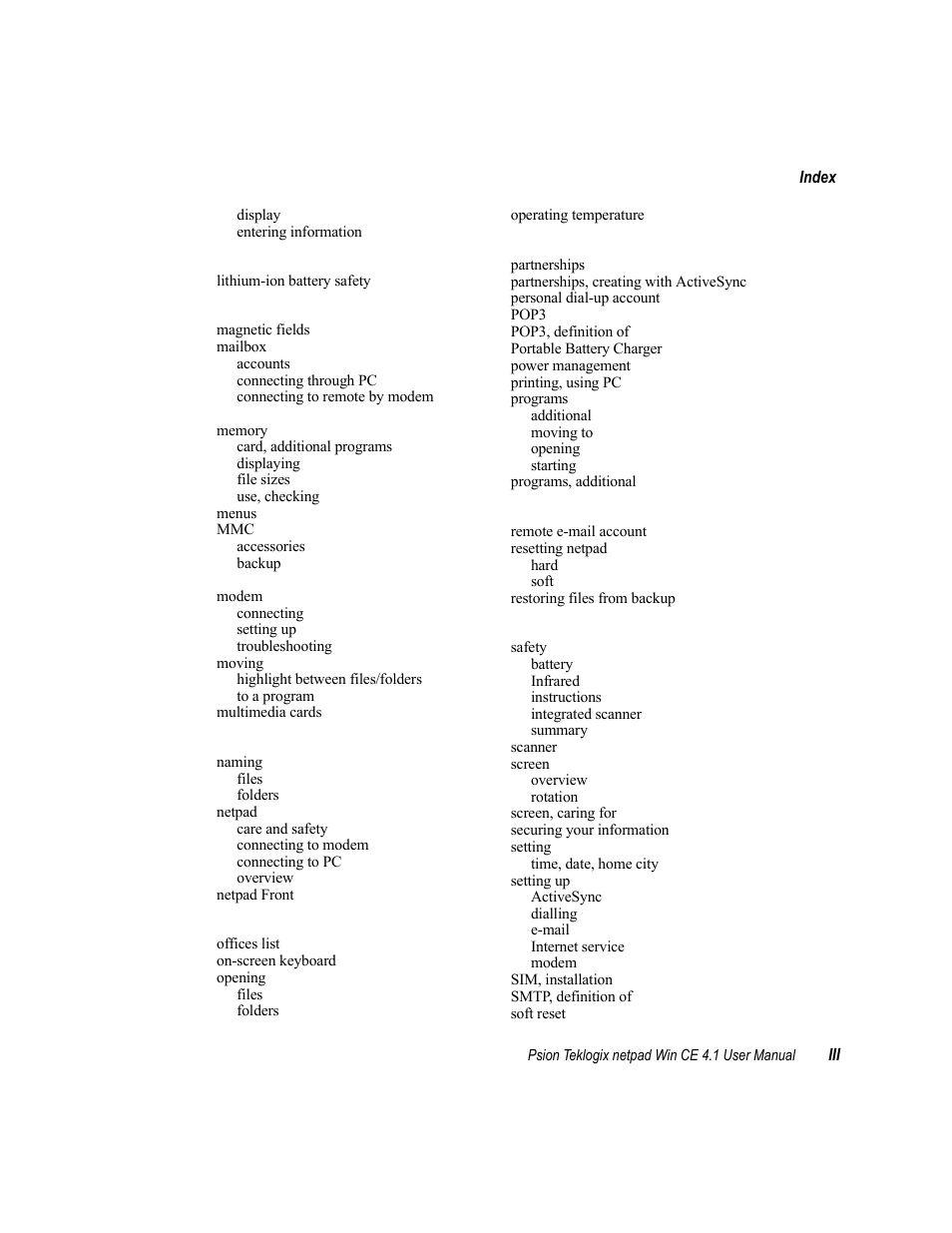 Psion Teklogix netpad Win CE 4.1 User Manual | Page 131 / 132