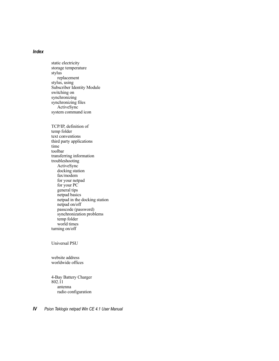 Psion Teklogix netpad Win CE 4.1 User Manual | Page 132 / 132