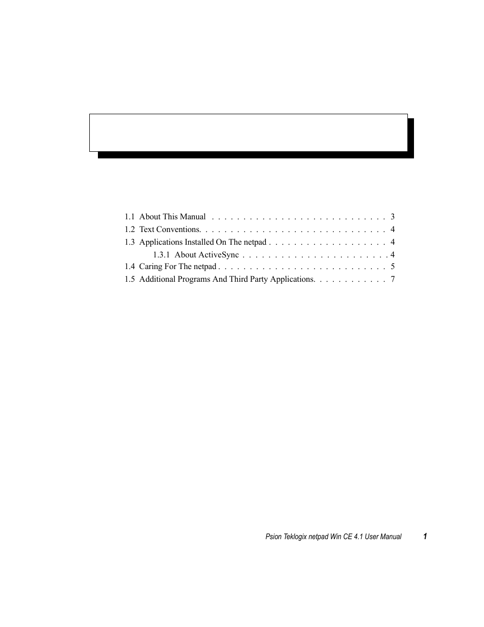 Introduction 1, Chapter 1: introduction, Ntroduction | Psion Teklogix netpad Win CE 4.1 User Manual | Page 21 / 132