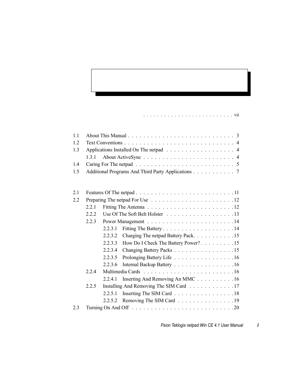 Approvals and safety summary vii, Able, Ontents | Approvals and safety summary, Chapter 1: introduction, Chapter 2: getting started | Psion Teklogix netpad Win CE 4.1 User Manual | Page 5 / 132