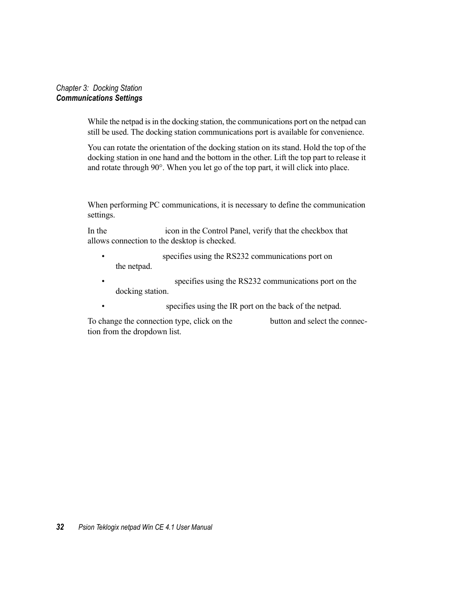 2 communications settings, Communications settings | Psion Teklogix netpad Win CE 4.1 User Manual | Page 52 / 132