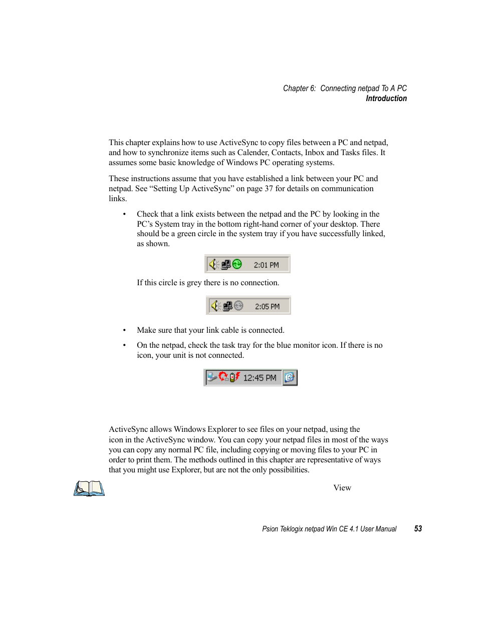 1 introduction, 2 using activesync, Introduction | Using activesync, 1 introduction 6.2 using activesync | Psion Teklogix netpad Win CE 4.1 User Manual | Page 73 / 132