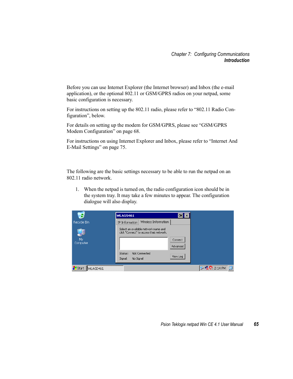 1 introduction, 2 802.11 radio configuration, Introduction | 11 radio configuration, 1 introduction 7.2 802.11 radio configuration | Psion Teklogix netpad Win CE 4.1 User Manual | Page 85 / 132