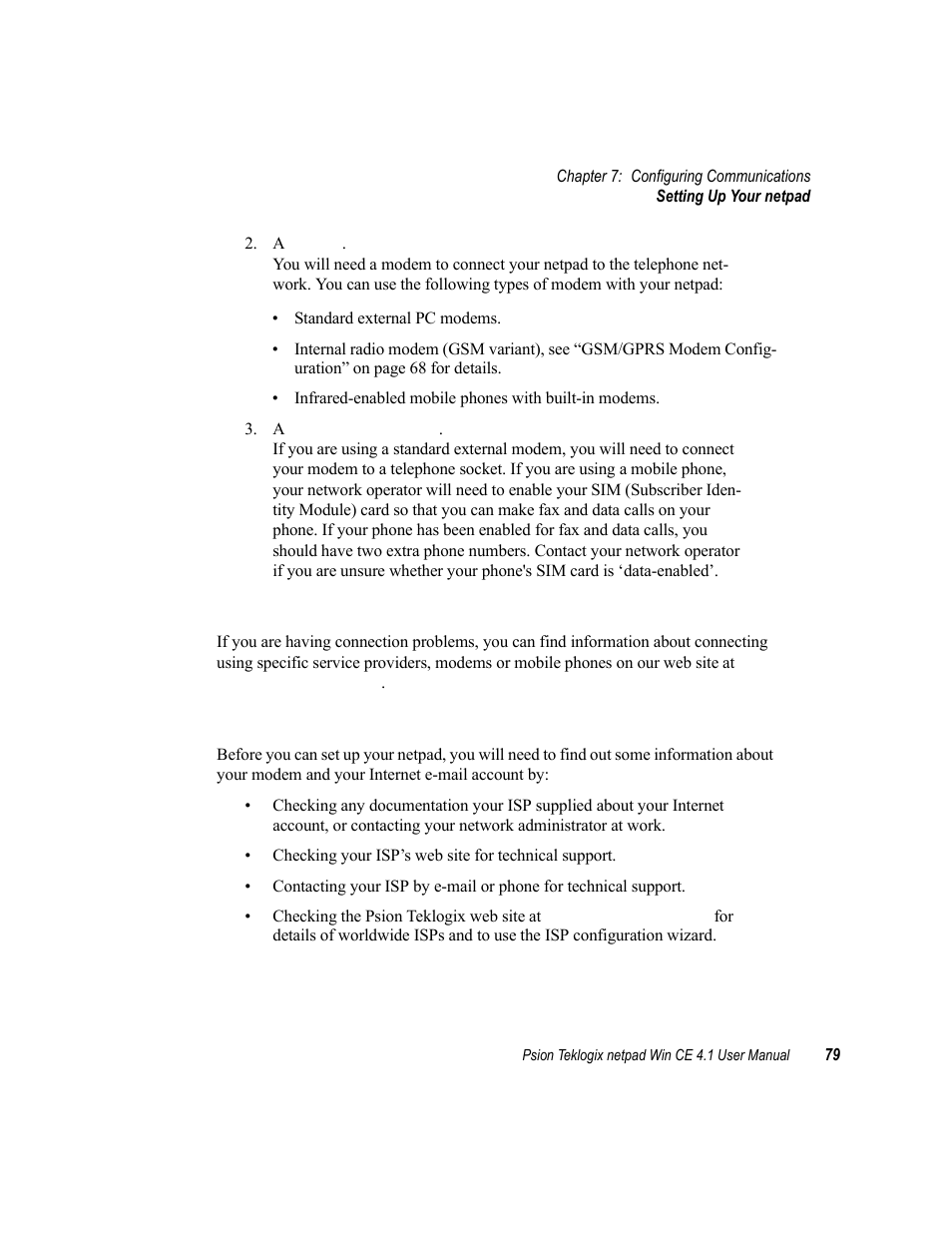 2 getting help, 3 what information do i need, 2 getting help 7.4.2.3 what information do i need | Psion Teklogix netpad Win CE 4.1 User Manual | Page 99 / 132