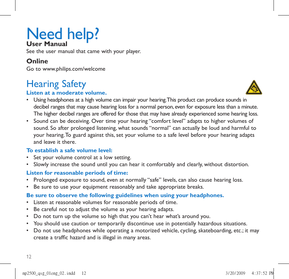 Need help, Hearing safety | Psion Teklogix NP2500 User Manual | Page 14 / 19