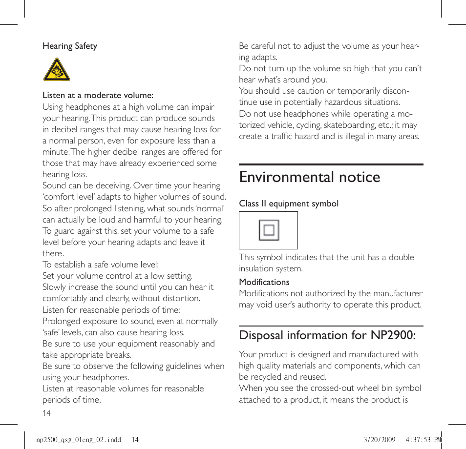 Environmental notice, Disposal information for np2900 | Psion Teklogix NP2500 User Manual | Page 16 / 19