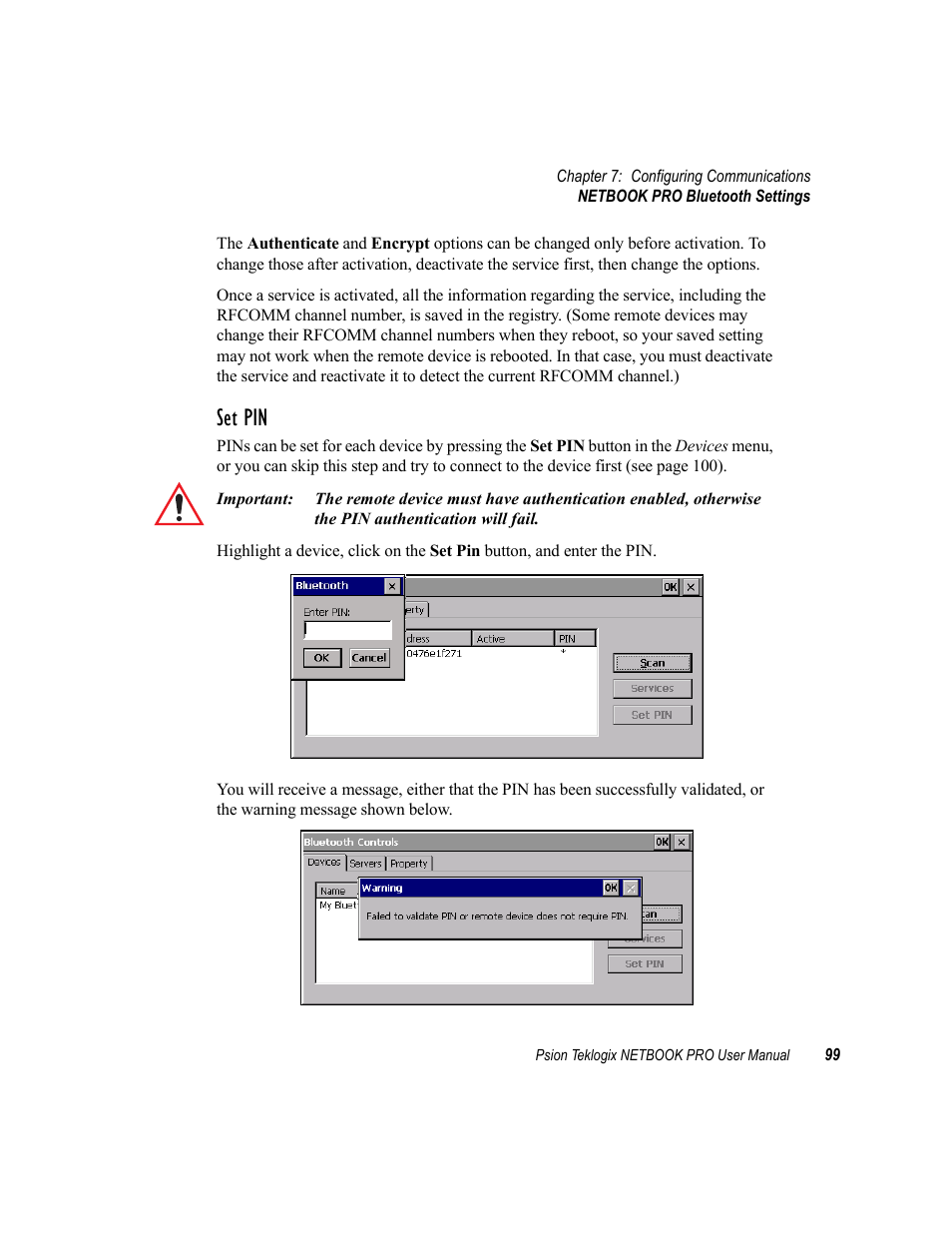 Set pin | Psion Teklogix Netbook Pro none User Manual | Page 119 / 172