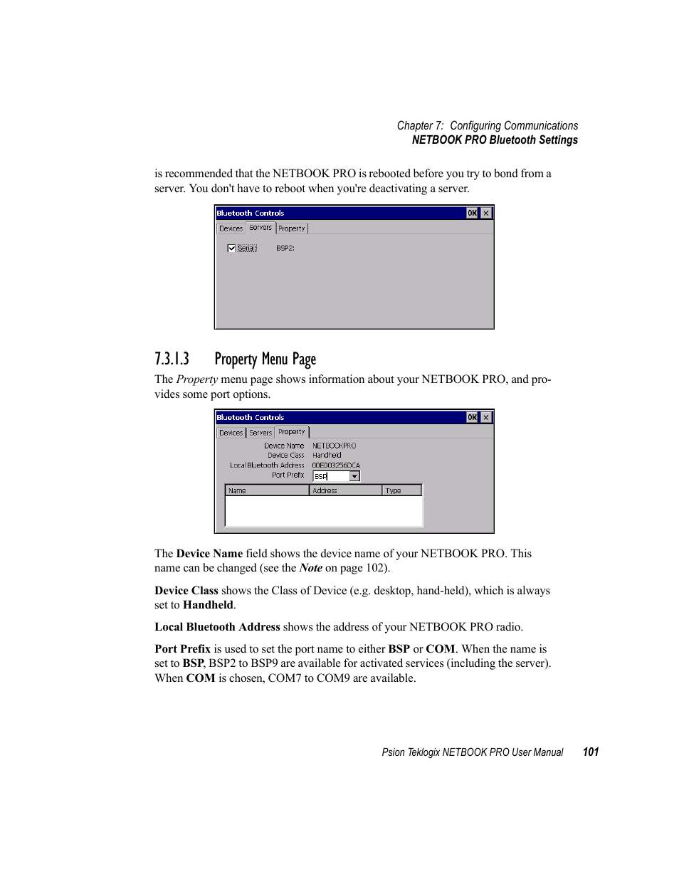 3 property menu page | Psion Teklogix Netbook Pro none User Manual | Page 121 / 172