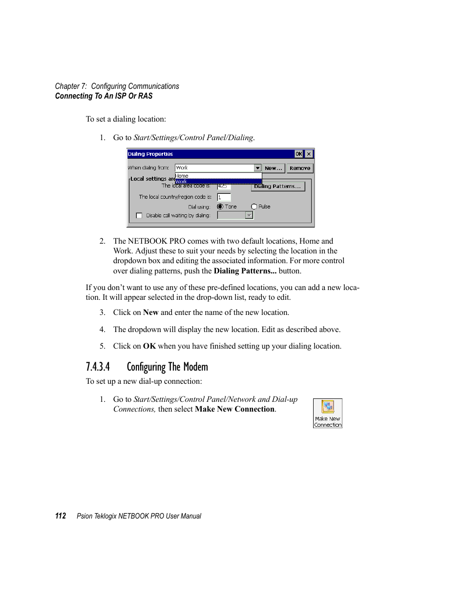 4 configuring the modem, Configuring the modem | Psion Teklogix Netbook Pro none User Manual | Page 132 / 172