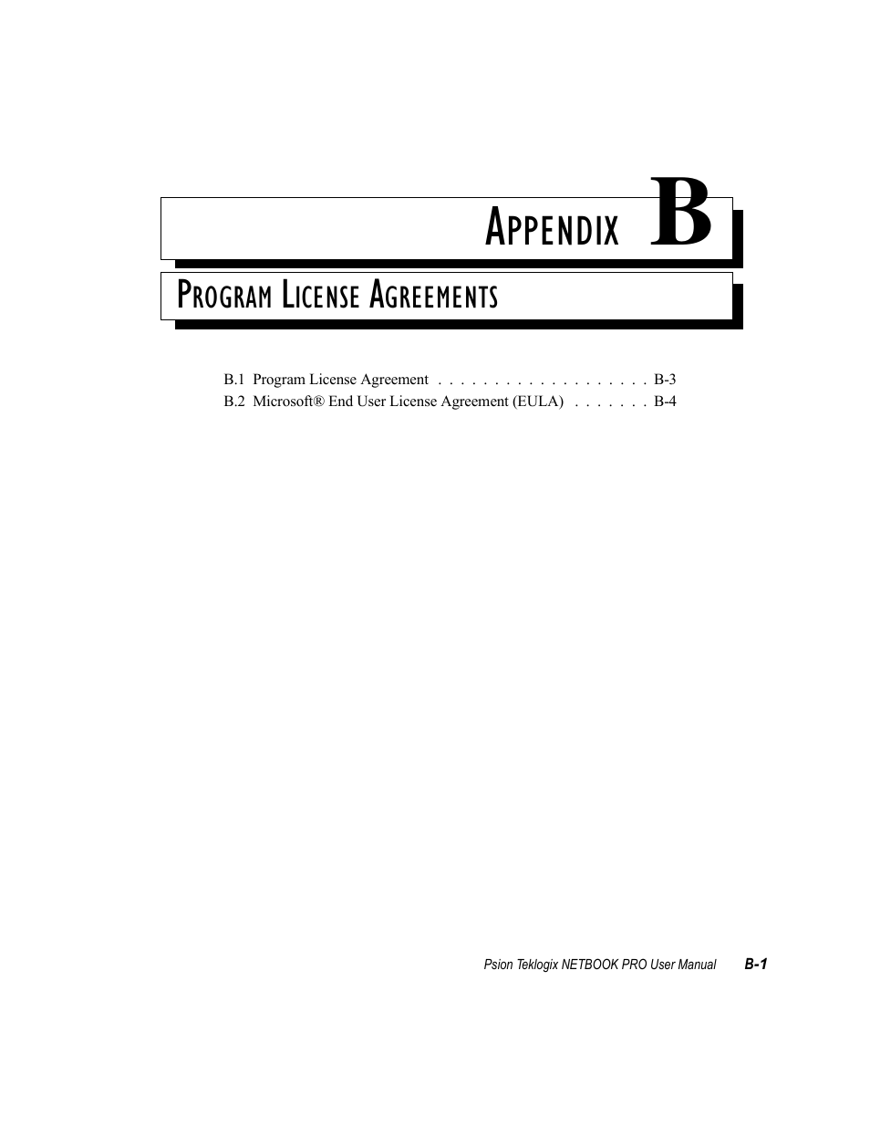 Program license agreements, Appendix b: program license agreements, Ppendix | Psion Teklogix Netbook Pro none User Manual | Page 161 / 172