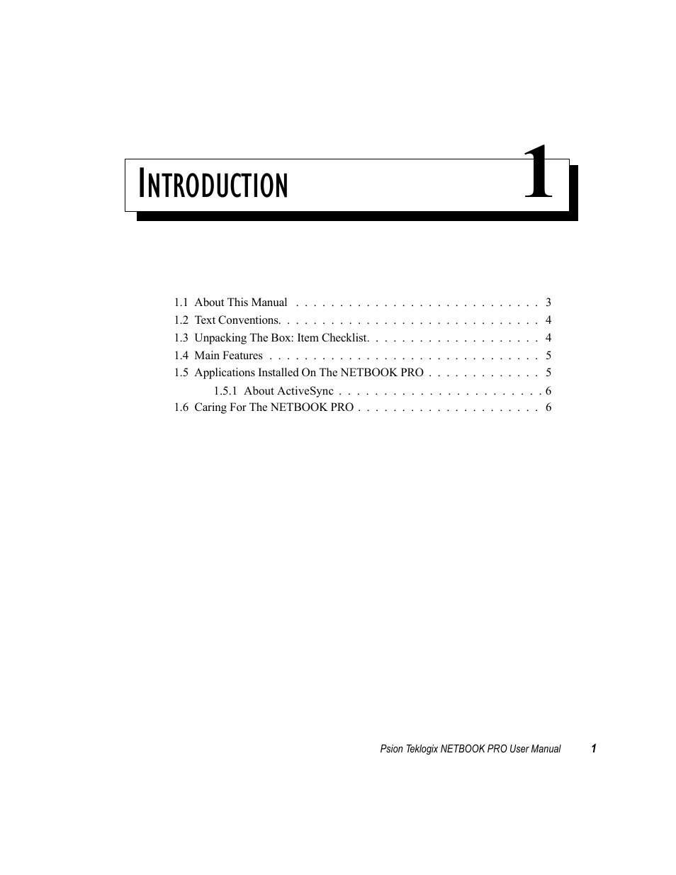 Introduction 1, Chapter 1: introduction, Ntroduction | Psion Teklogix Netbook Pro none User Manual | Page 21 / 172