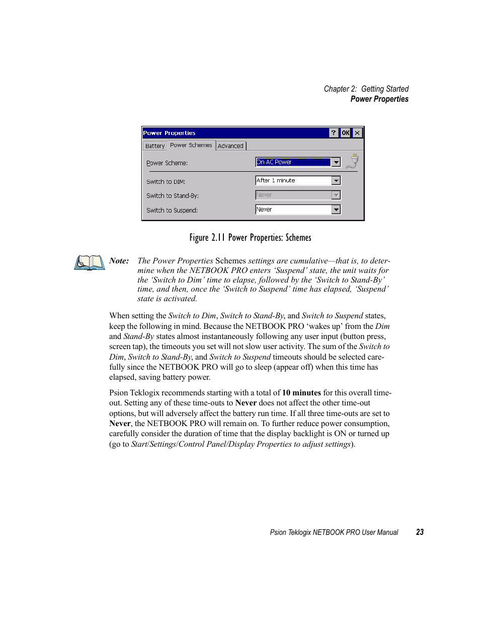 Figure 2.11 power properties: schemes | Psion Teklogix Netbook Pro none User Manual | Page 43 / 172