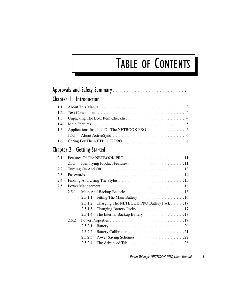 Able, Ontents, Approvals and safety summary | Chapter 1: introduction, Chapter 2: getting started | Psion Teklogix Netbook Pro none User Manual | Page 5 / 172