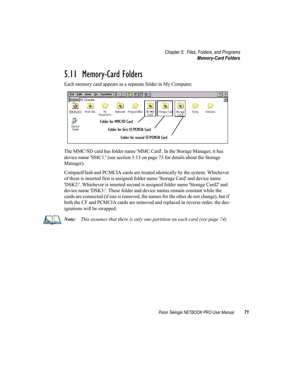 11 memory-card folders | Psion Teklogix Netbook Pro none User Manual | Page 91 / 172