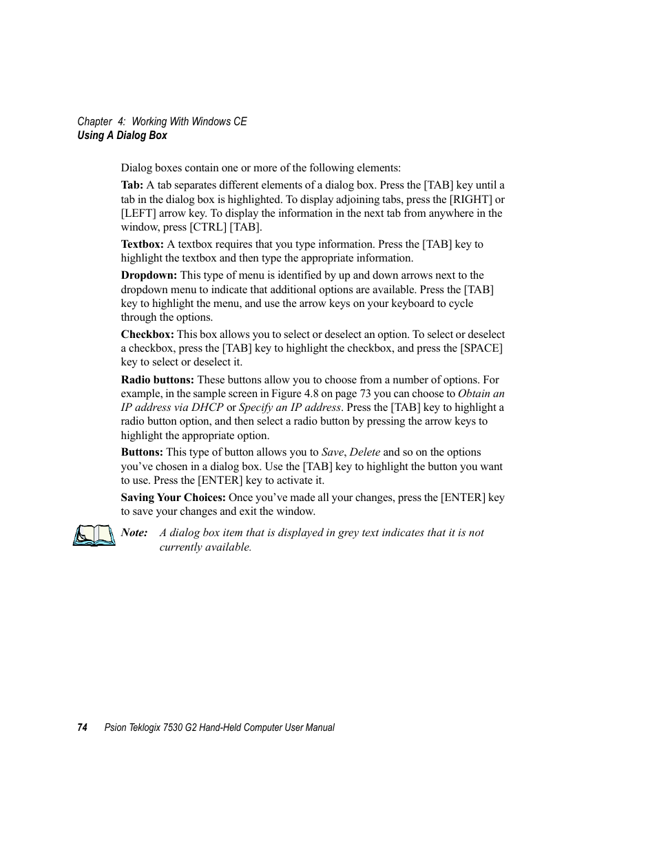 Psion Teklogix Hand-Held Computer 7530 G2 User Manual | Page 102 / 296