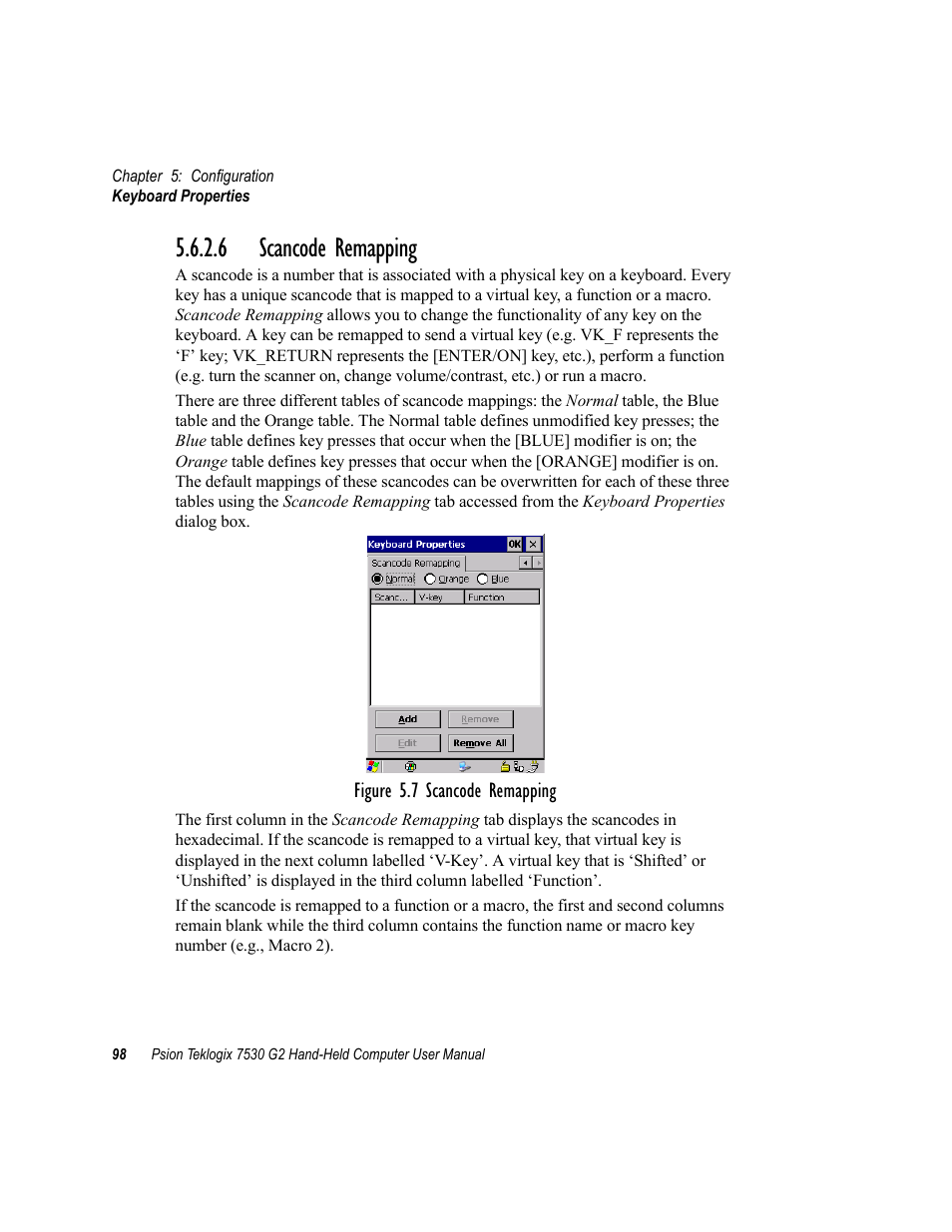 6 scancode remapping | Psion Teklogix Hand-Held Computer 7530 G2 User Manual | Page 126 / 296