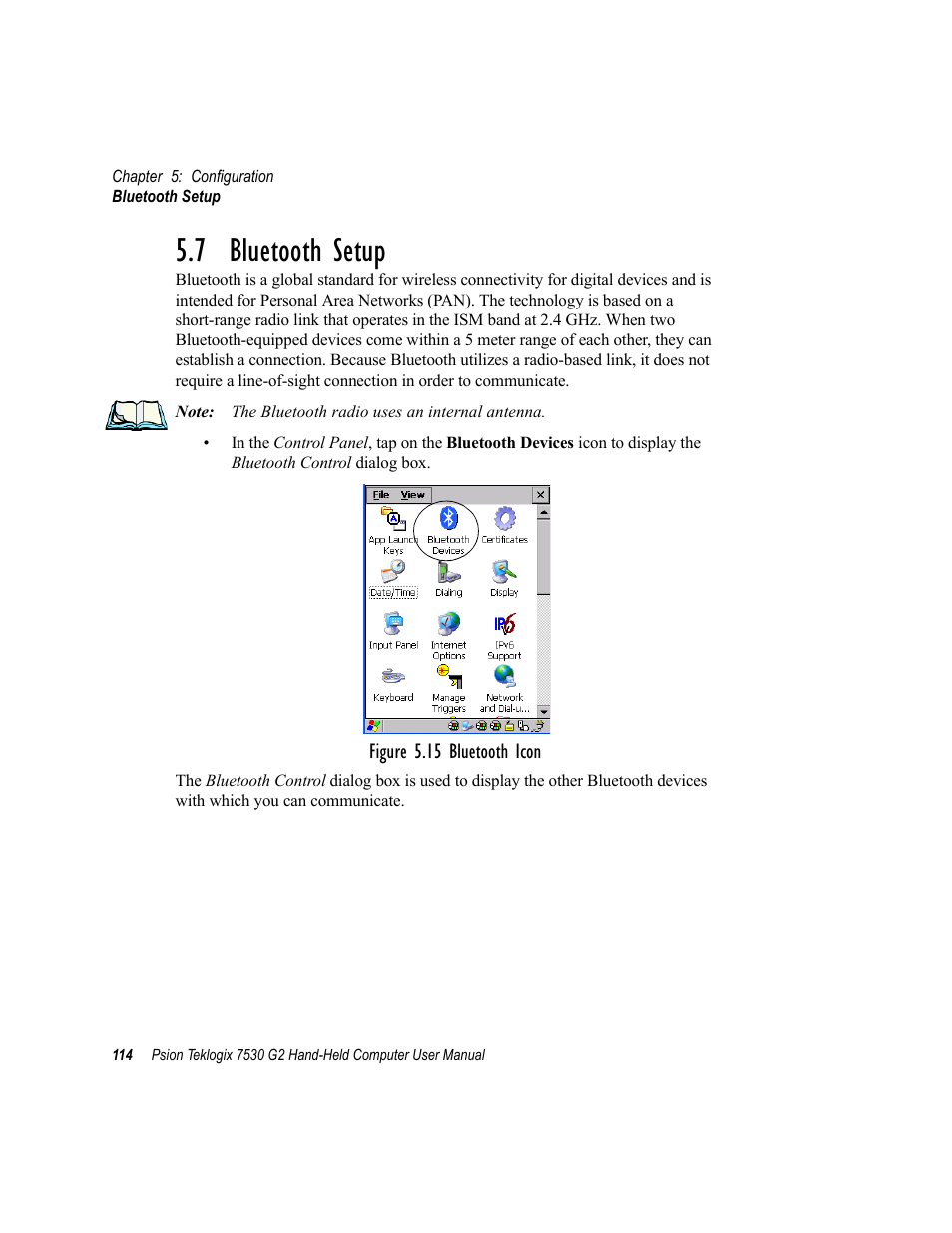 7 bluetooth setup | Psion Teklogix Hand-Held Computer 7530 G2 User Manual | Page 142 / 296