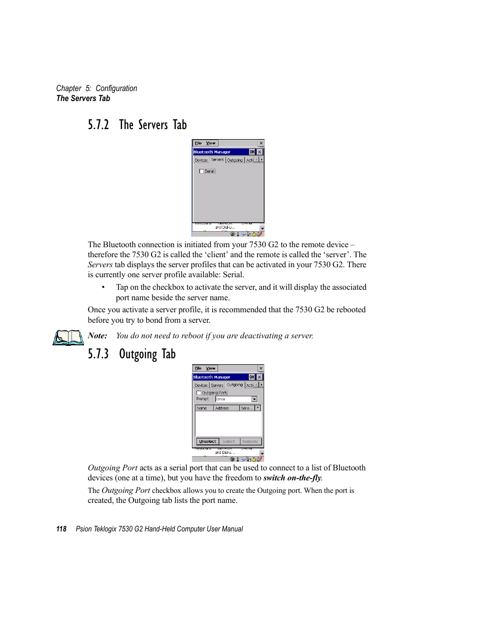 2 the servers tab, 3 outgoing tab, 2 the servers tab 5.7.3 outgoing tab | Psion Teklogix Hand-Held Computer 7530 G2 User Manual | Page 146 / 296