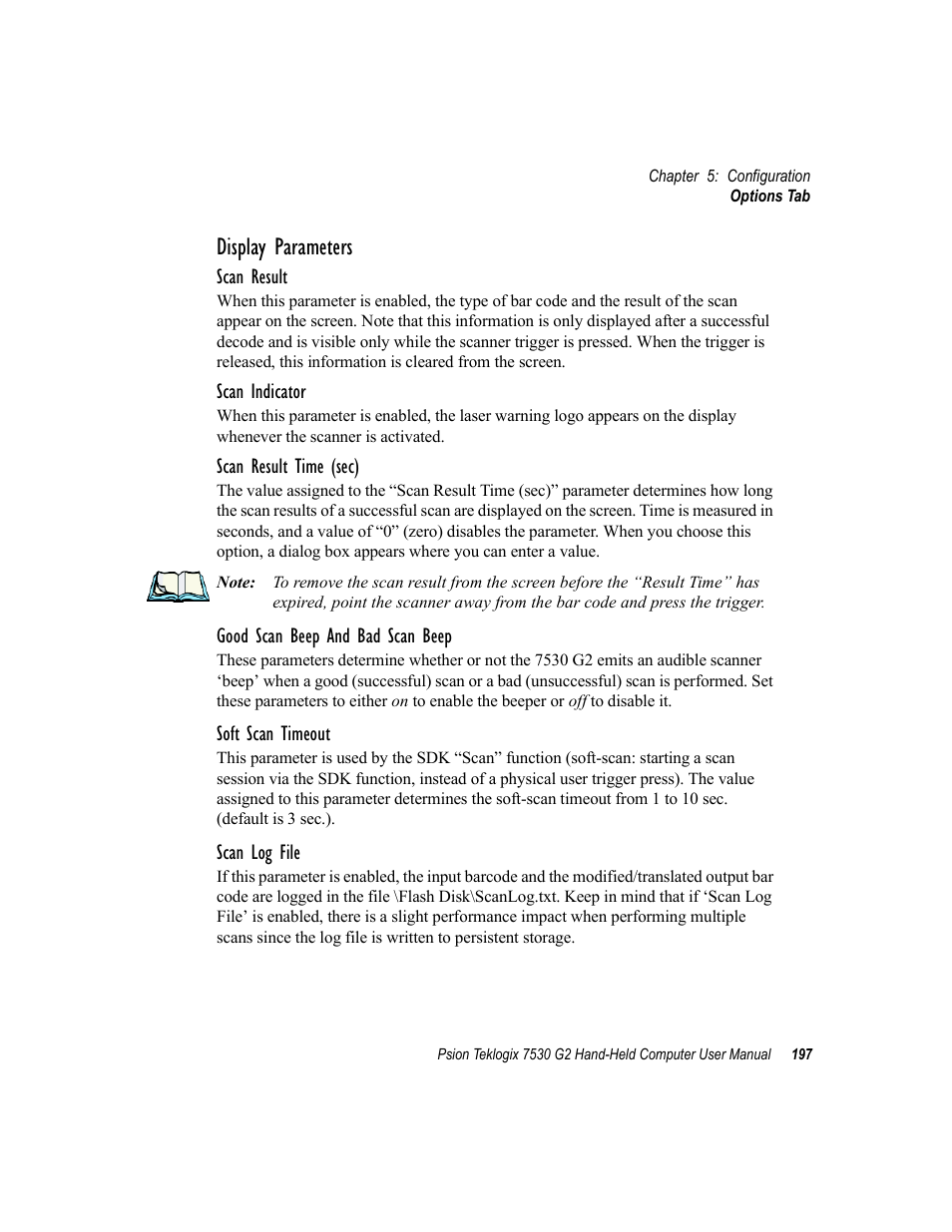 Display parameters | Psion Teklogix Hand-Held Computer 7530 G2 User Manual | Page 225 / 296