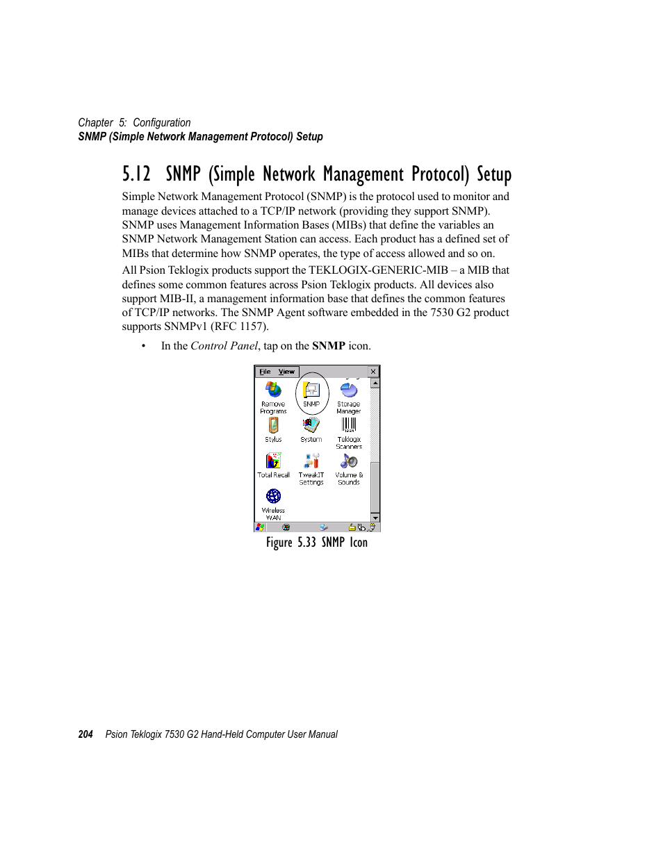 12 snmp (simple network management protocol) setup | Psion Teklogix Hand-Held Computer 7530 G2 User Manual | Page 232 / 296