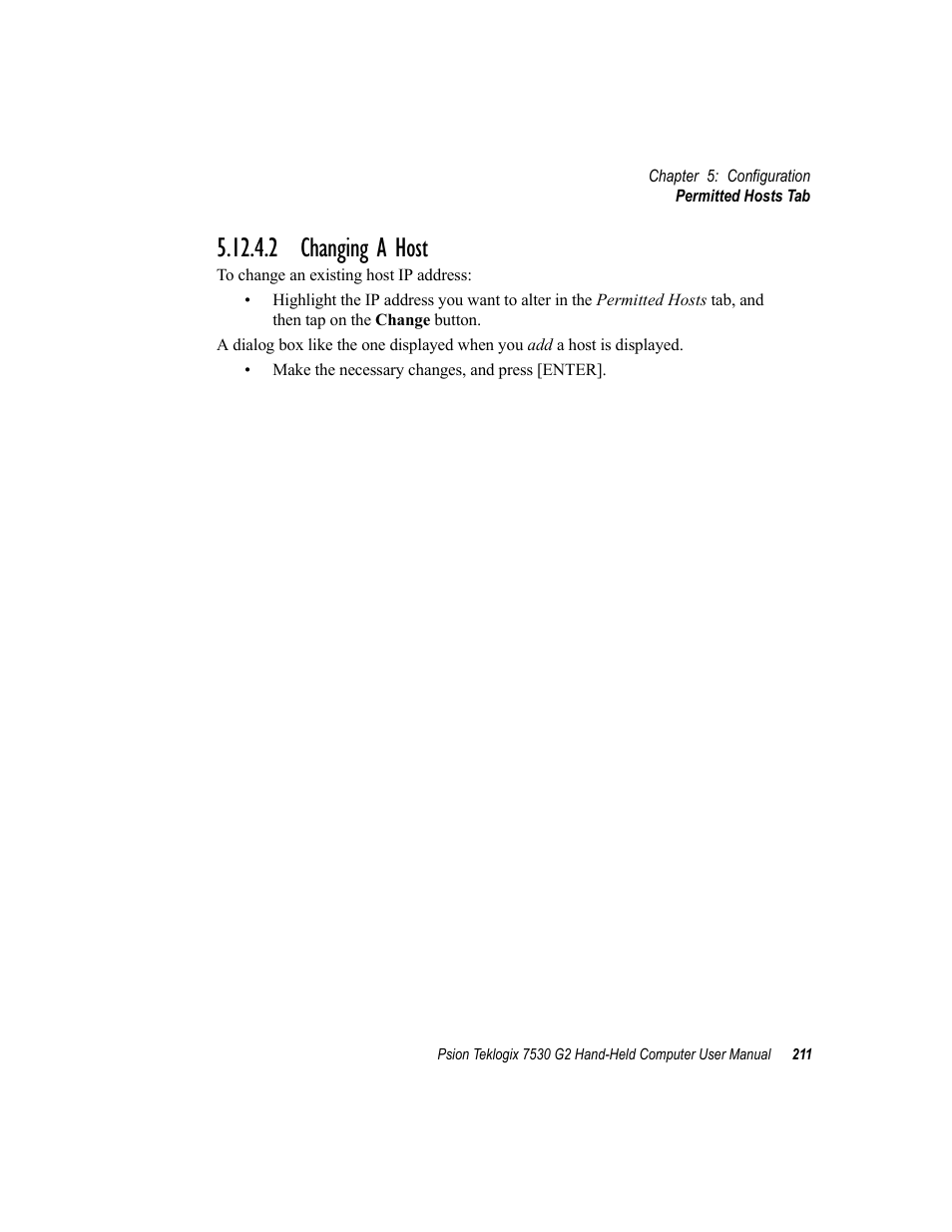 2 changing a host | Psion Teklogix Hand-Held Computer 7530 G2 User Manual | Page 239 / 296