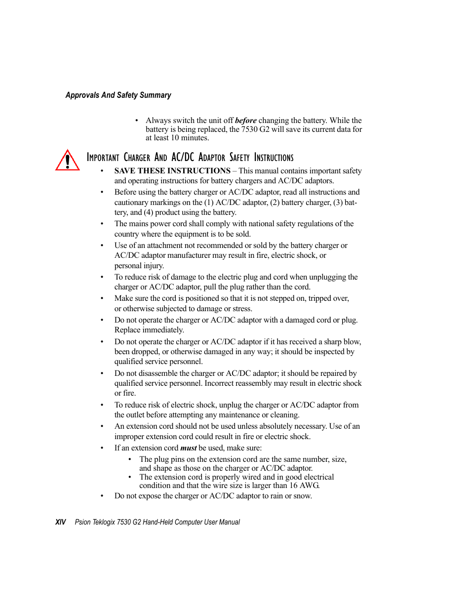 Ac/dc a | Psion Teklogix Hand-Held Computer 7530 G2 User Manual | Page 26 / 296