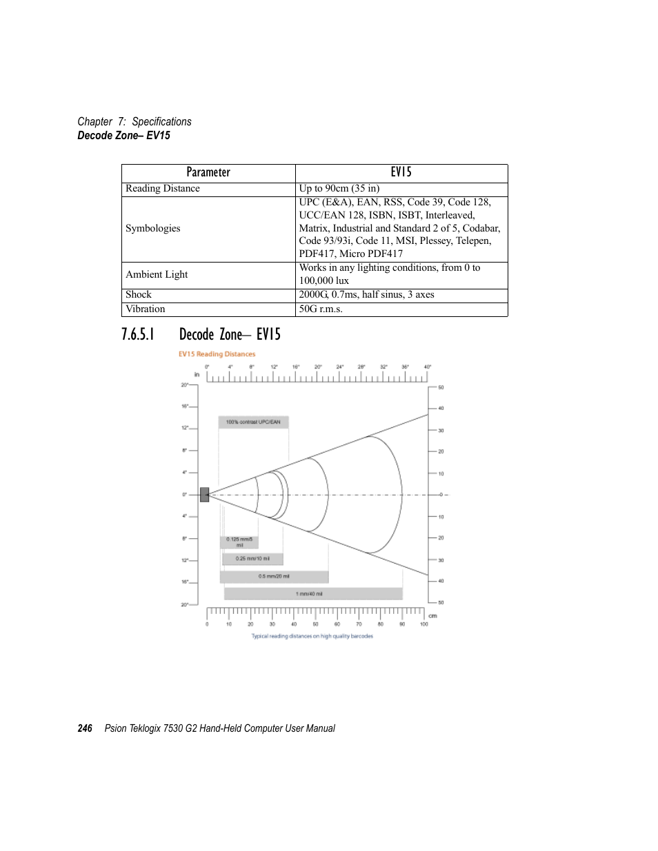 1 decode zone- ev15, 1 decode zone– ev15, Parameter ev15 | Psion Teklogix Hand-Held Computer 7530 G2 User Manual | Page 274 / 296