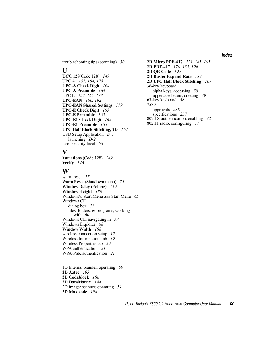 Psion Teklogix Hand-Held Computer 7530 G2 User Manual | Page 295 / 296