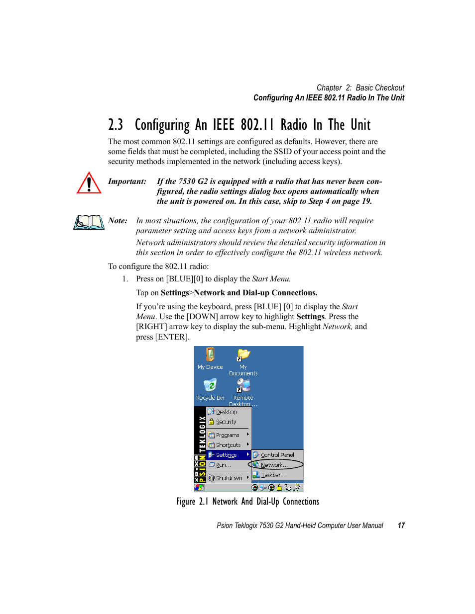 3 configuring an ieee 802.11 radio in the unit | Psion Teklogix Hand-Held Computer 7530 G2 User Manual | Page 45 / 296