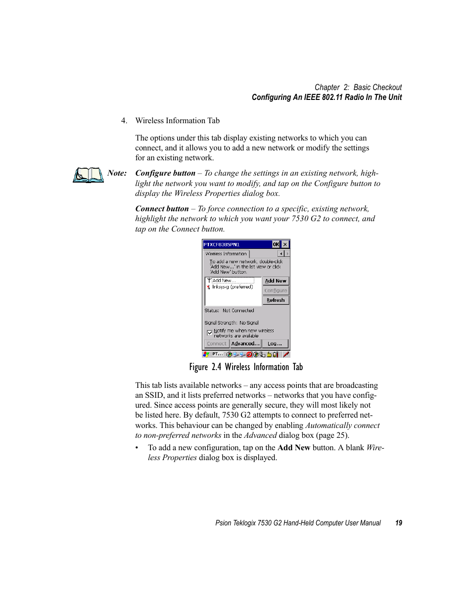 Figure 2.4 wireless information tab | Psion Teklogix Hand-Held Computer 7530 G2 User Manual | Page 47 / 296