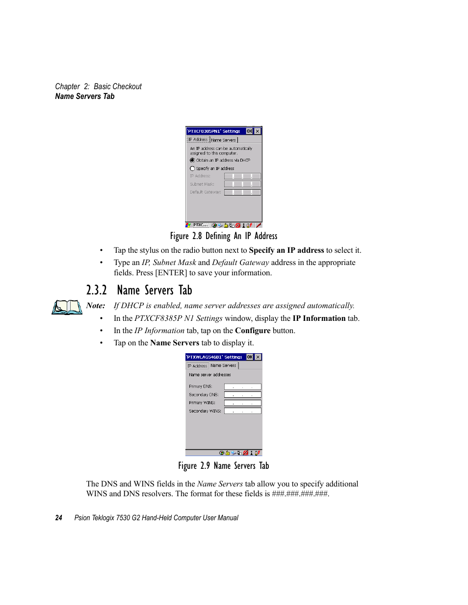 2 name servers tab | Psion Teklogix Hand-Held Computer 7530 G2 User Manual | Page 52 / 296