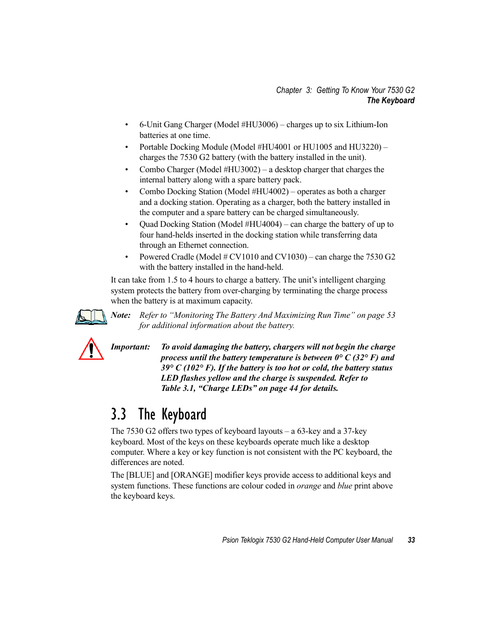 3 the keyboard | Psion Teklogix Hand-Held Computer 7530 G2 User Manual | Page 61 / 296