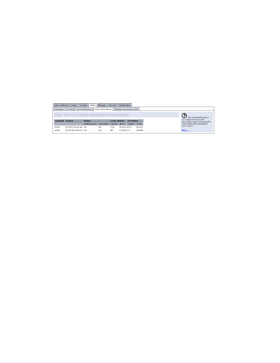 4 associated wireless clients, 1 link integrity monitoring, 5 neighboring access points | Psion Teklogix 9160 G2 User Manual | Page 148 / 376