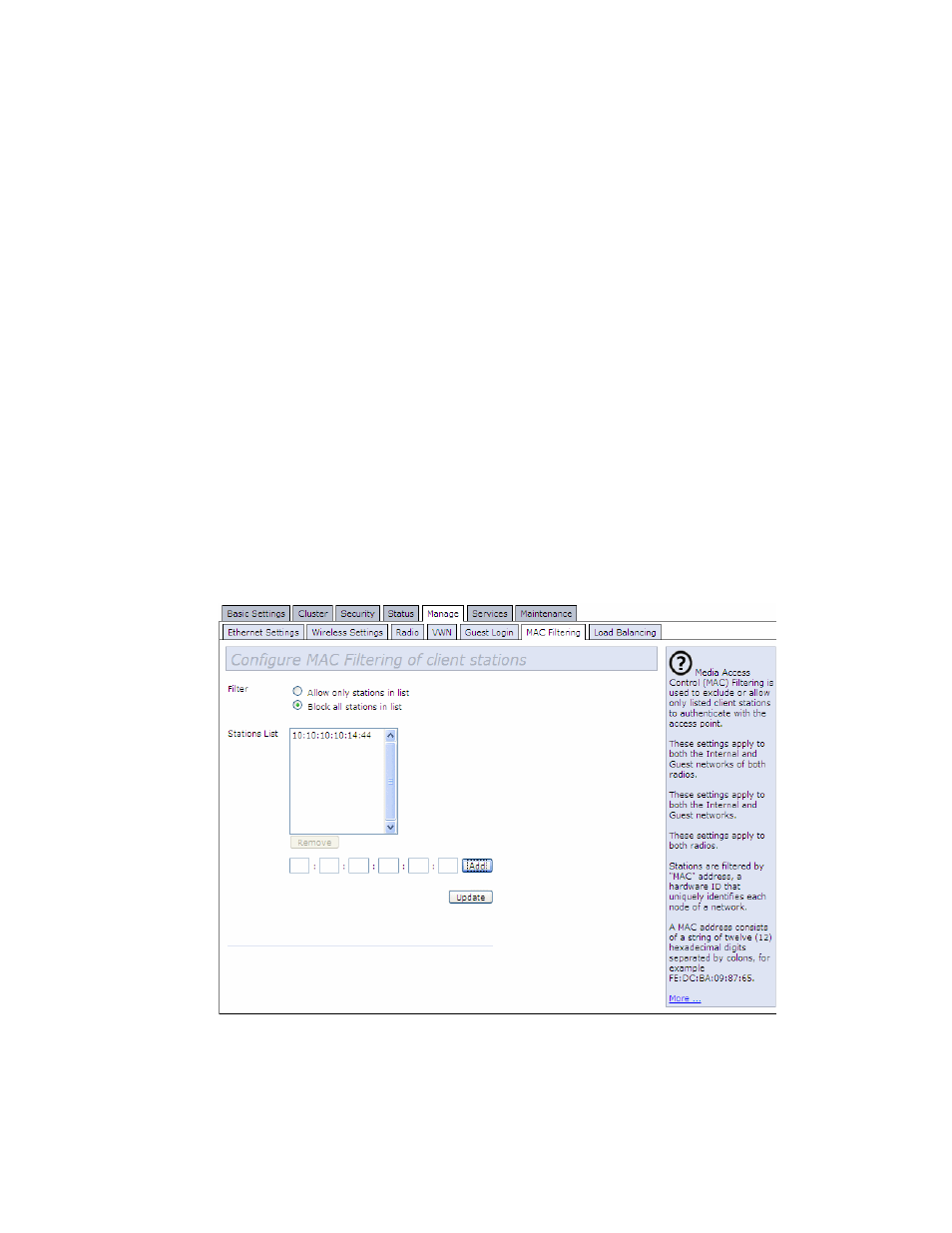 1 navigating to mac filtering settings | Psion Teklogix 9160 G2 User Manual | Page 195 / 376