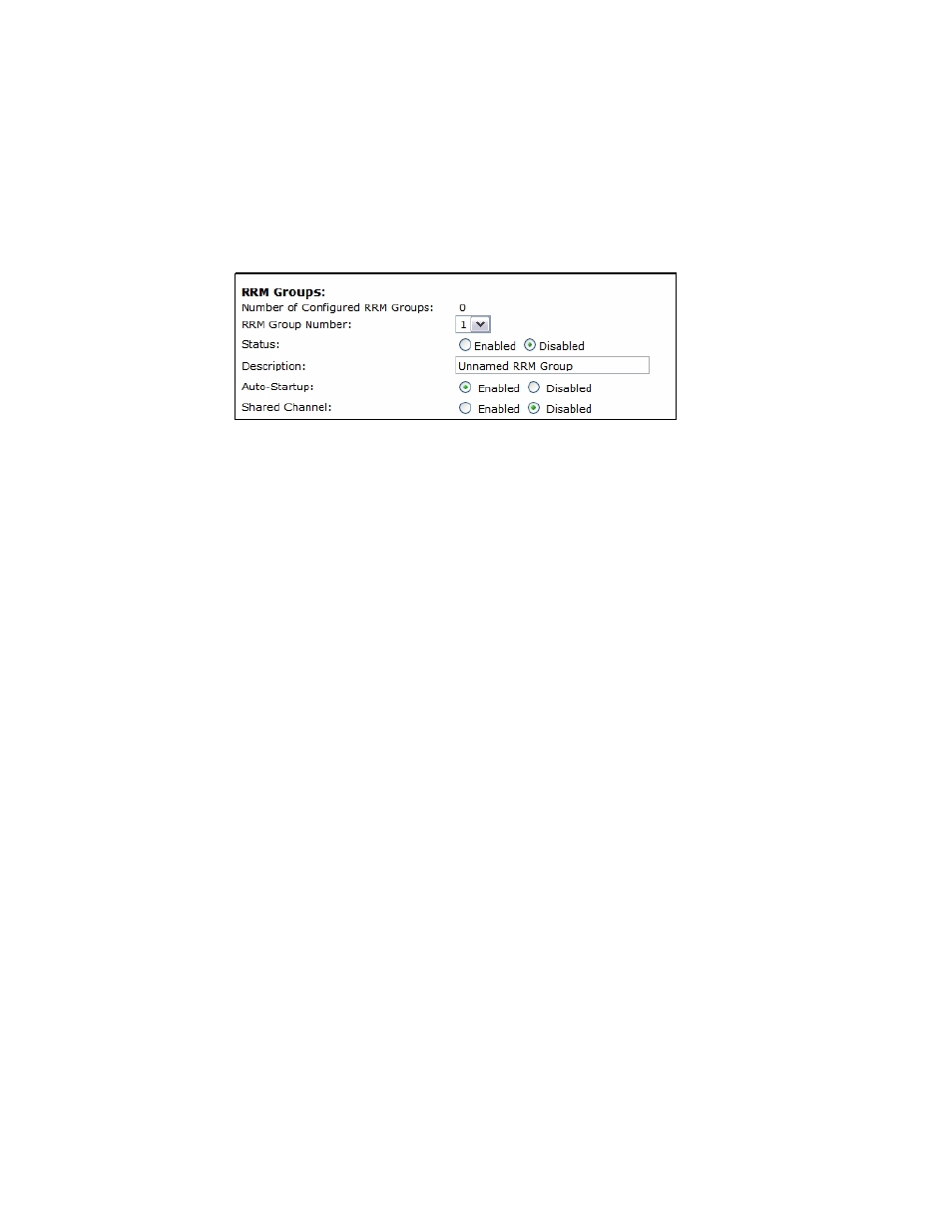 1 rrm groups, Number of configured rrm groups, Rrm group number | Status, Description, Auto-startup | Psion Teklogix 9160 G2 User Manual | Page 256 / 376