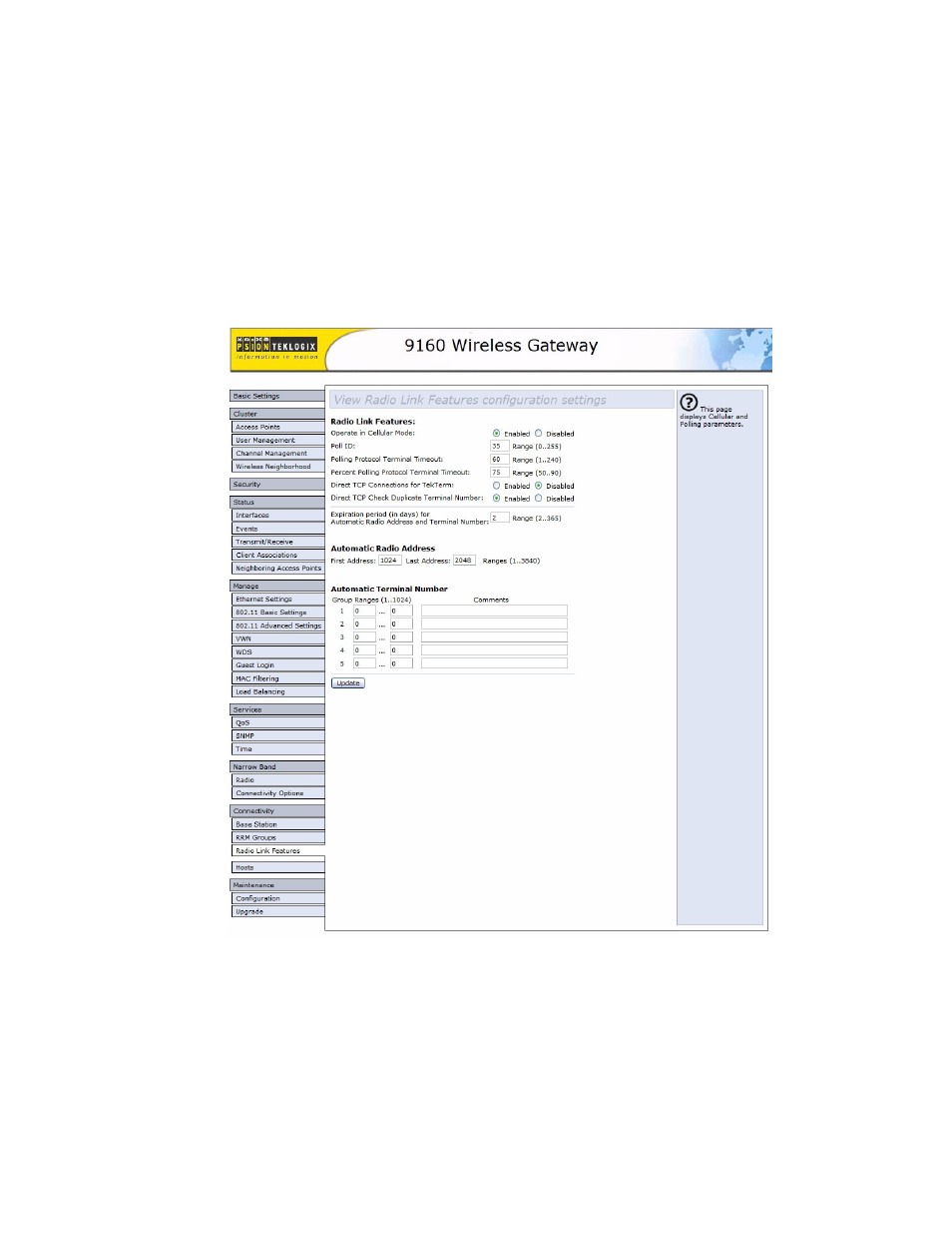 3 radio link features configuration settings | Psion Teklogix 9160 G2 User Manual | Page 261 / 376