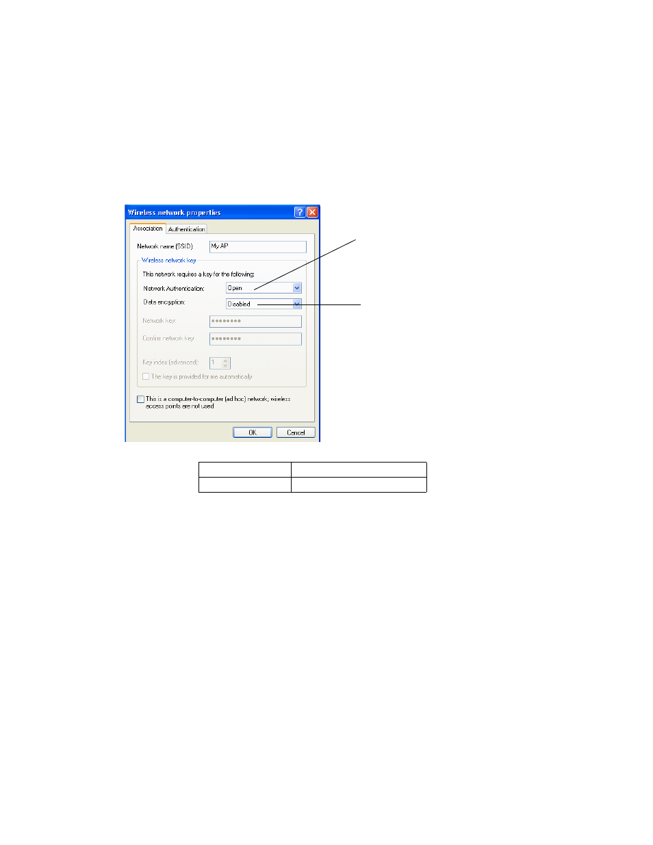 C.5 configuring static wep security on a client, Table c.1 association settings | Psion Teklogix 9160 G2 User Manual | Page 300 / 376