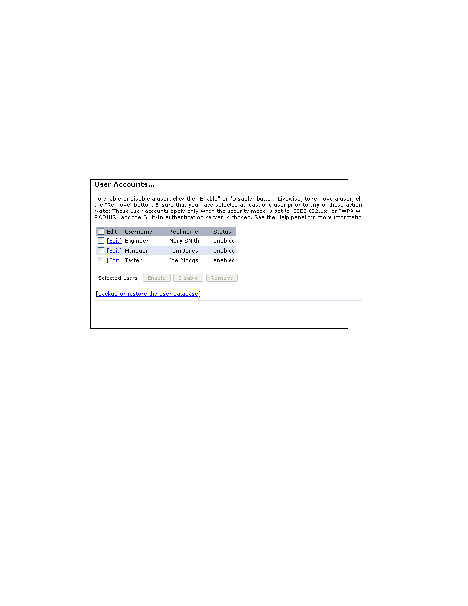 5 editing a user account, 6 enabling and disabling user accounts, Editing a user account | Enabling and disabling user accounts | Psion Teklogix 9160 G2 User Manual | Page 90 / 376