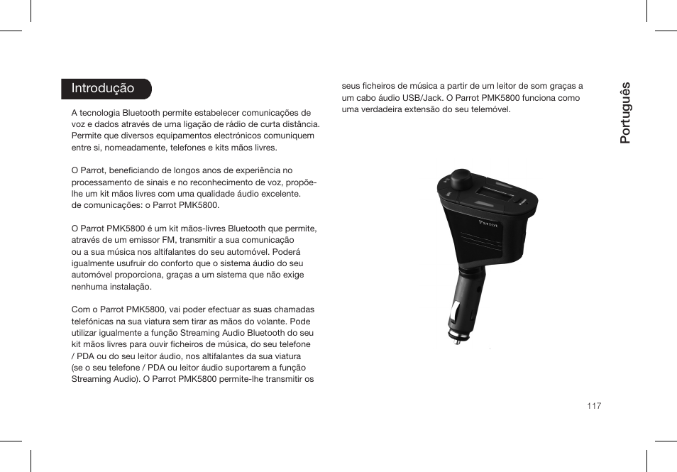 Português, Introdução | Parrot PMK5800 User Manual | Page 117 / 136